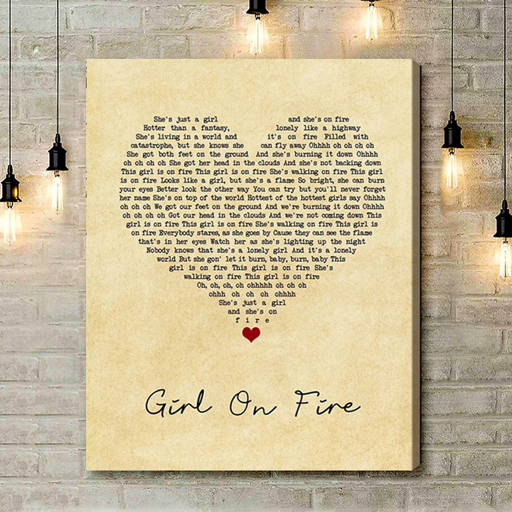 Alicia Keys Girl On Fire Vintage Heart Song Lyric Quote Music Art Print - Canvas Print Wall Art Home Decor
