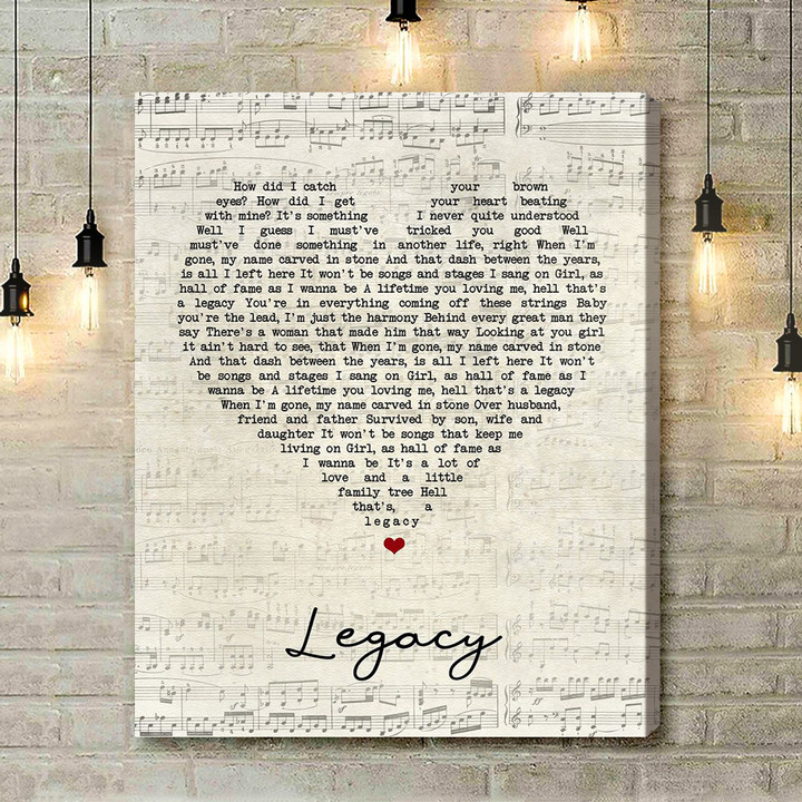 Cadillac Three Legacy Script Heart Song Lyric Art Print - Canvas Print Wall Art Home Decor