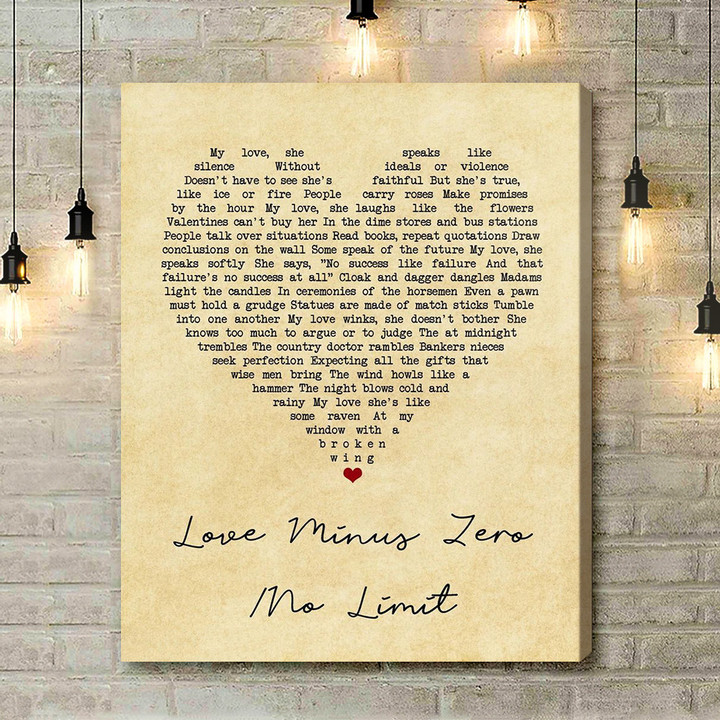 Bob Dylan Love Minus Zero No Limit Vintage Heart Song Lyric Art Print - Canvas Print Wall Art Home Decor