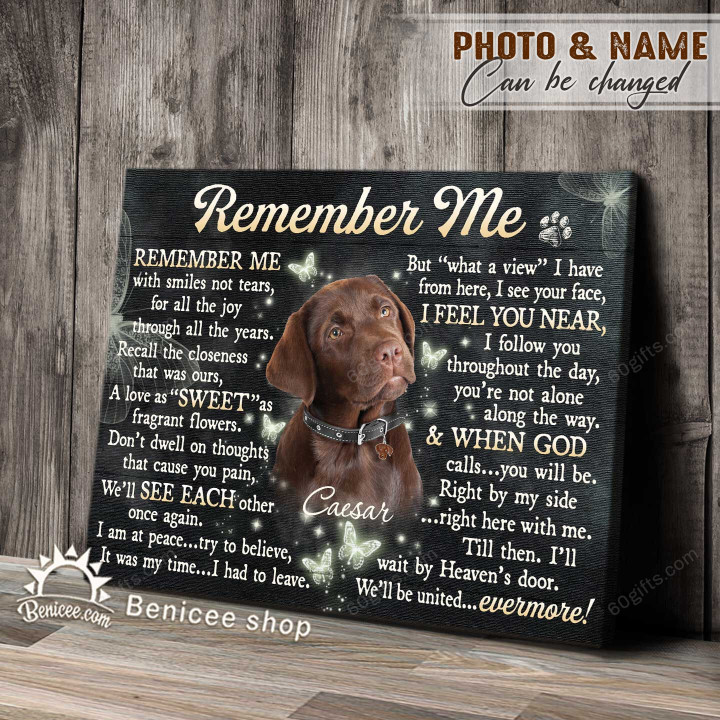 Personalized Photo And Name Housewarming Gifts Dog Memorial Decor Remember Me - Pet Lovers Customized Canvas Print Wall Art