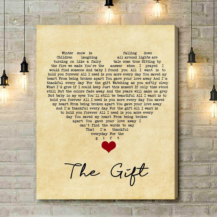 Jim Brickman The Gift Vintage Heart Song Lyric Quote Music Art Print - Canvas Print Wall Art Home Decor