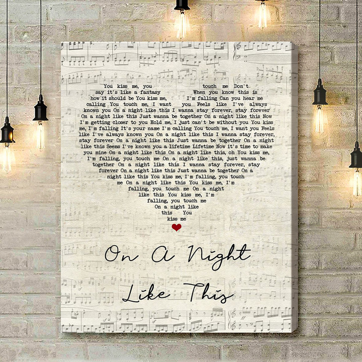 Kylie Minogue On A Night Like This Script Heart Song Lyric Art Print - Canvas Print Wall Art Home Decor