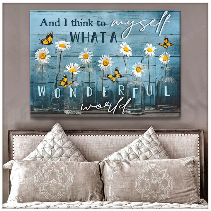 Housewarming Gifts Floral Decor What A Wonderful World - Butterfly Canvas Print Wall Art Home Decor