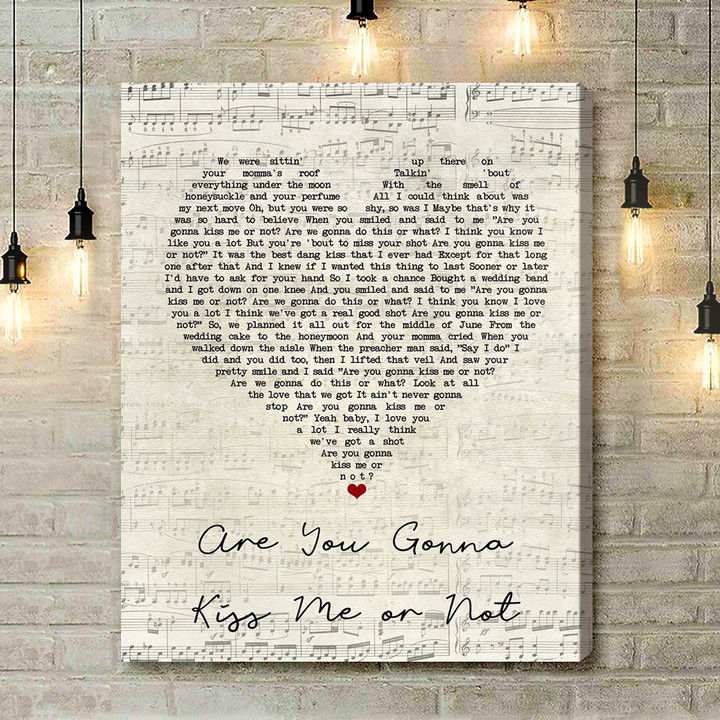 Thompson Square Are You Gonna Kiss Me Or Not Script Heart Song Lyric Art Print - Canvas Print Wall Art Home Decor