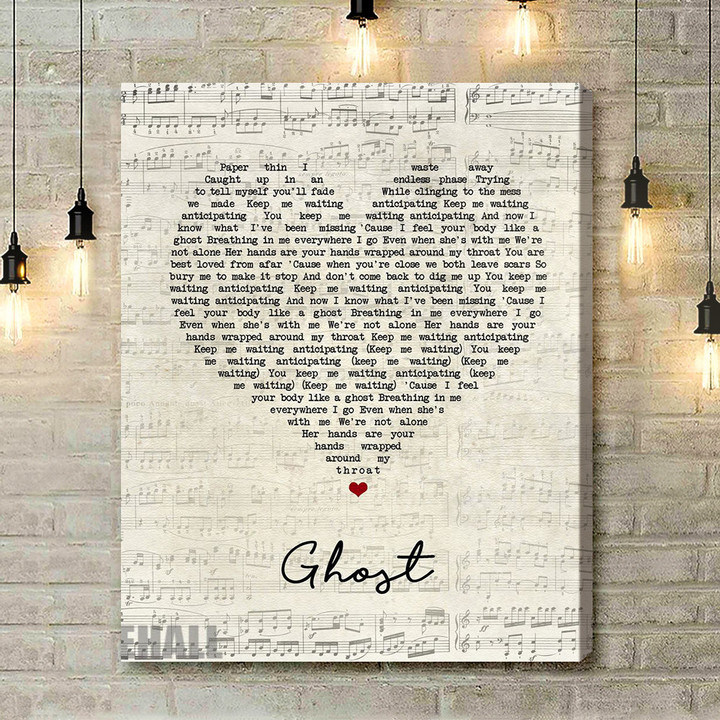 Adaline Ghost Script Heart Song Lyric Art Print - Canvas Print Wall Art Home Decor
