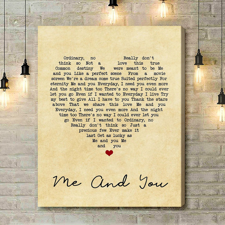 Kenny Chesney Me And You Vintage Heart Song Lyric Art Print - Canvas Print Wall Art Home Decor