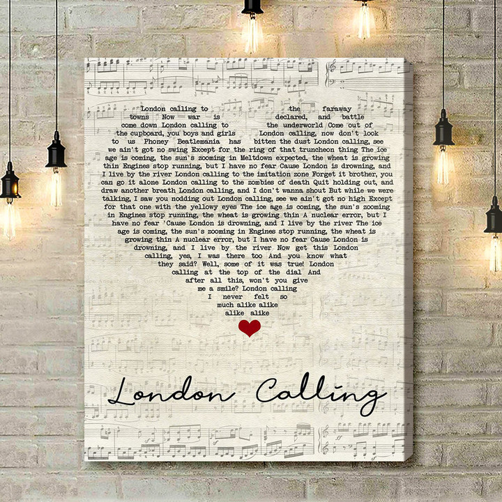 The Clash London Calling Script Heart Song Lyric Art Print - Canvas Print Wall Art Home Decor