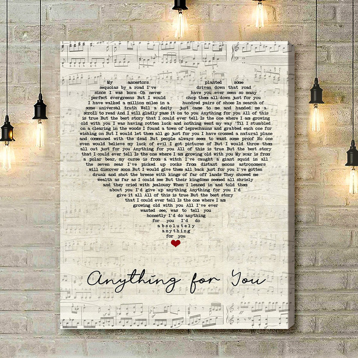 Ludo Anything For You Script Heart Song Lyric Art Print - Canvas Print Wall Art Home Decor
