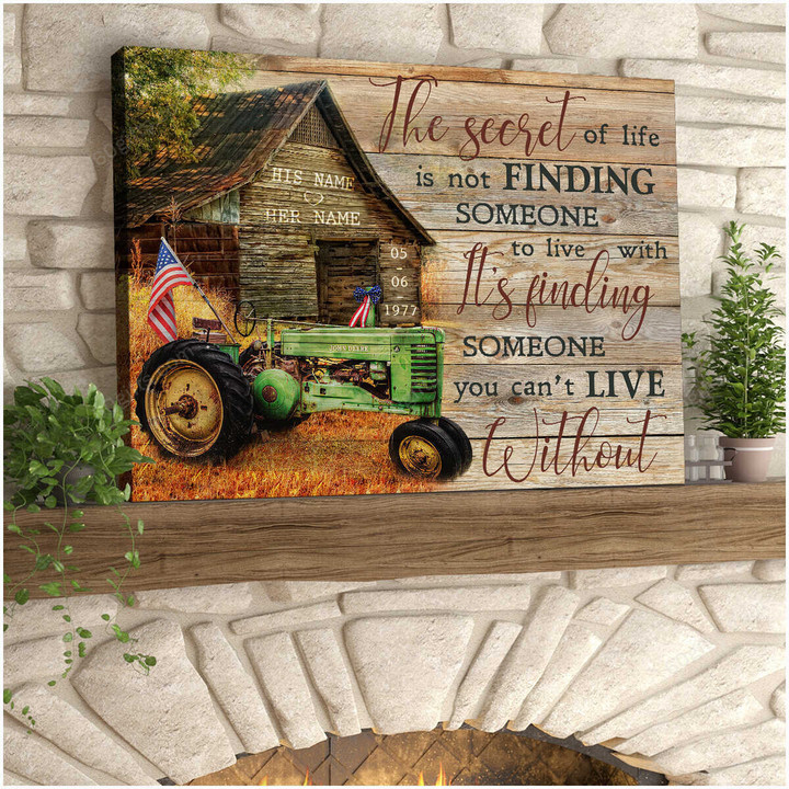 Personalized Name Valentine's Day Gifts The secret Anniversary Wedding Present - Customized Tractor Canvas Print Wall Art