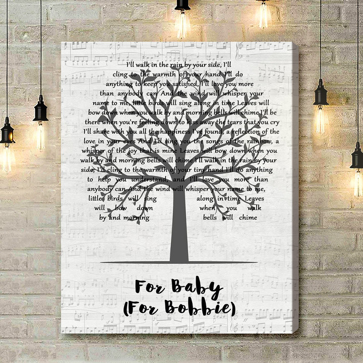 John Denver For Baby (For Bobbie) Music Script Tree Song Lyric Art Print - Canvas Print Wall Art Home Decor