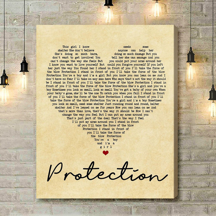 Massive Attack Protection Vintage Heart Song Lyric Art Print - Canvas Print Wall Art Home Decor