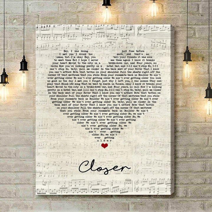The Chainsmokers Closer Script Heart Song Lyric Art Print - Canvas Print Wall Art Home Decor