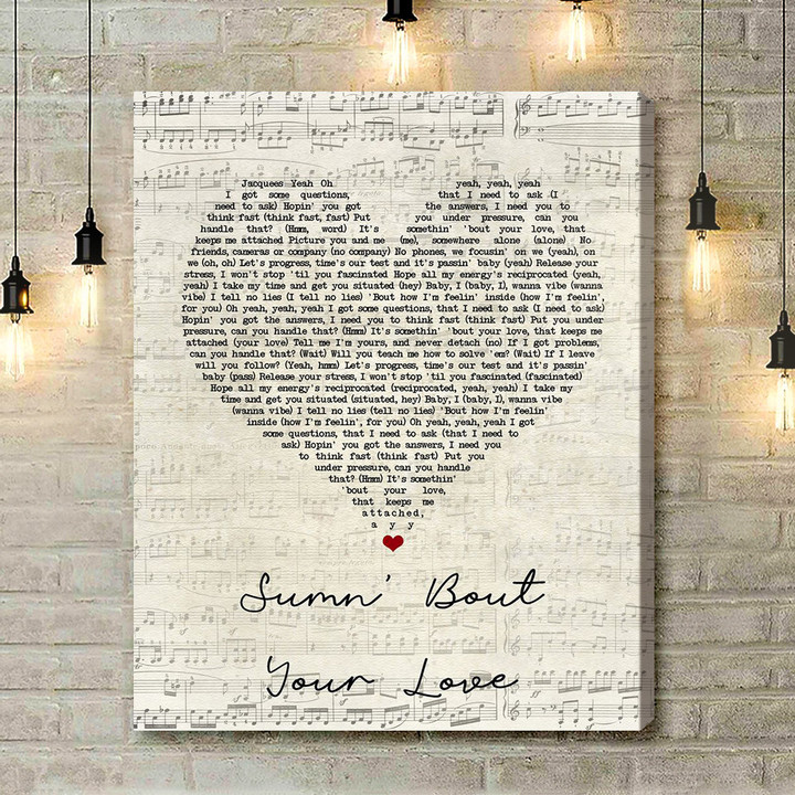 Jacquees Sumn' Bout Your Love Script Heart Song Lyric Art Print - Canvas Print Wall Art Home Decor