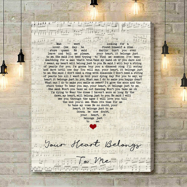 Jarrod Dickenson Your Heart Belongs To Me Script Heart Song Lyric Art Print - Canvas Print Wall Art Home Decor