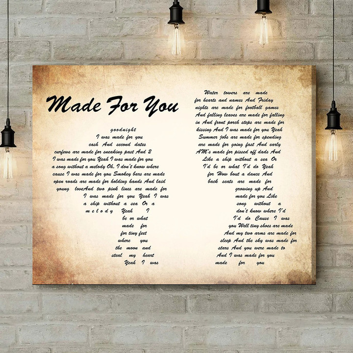 Jake Owen Made For You Man Lady Couple Song Lyric Art Print - Canvas Print Wall Art Home Decor