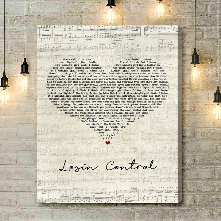 Russ Losin Control Script Heart Song Lyric Art Print - Canvas Print Wall Art Home Decor