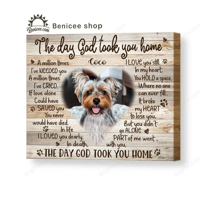 Personalized Photo And Name Housewarming Gifts Dog Memorial Decor God Took - Pet Lovers Customized Canvas Print Wall Art