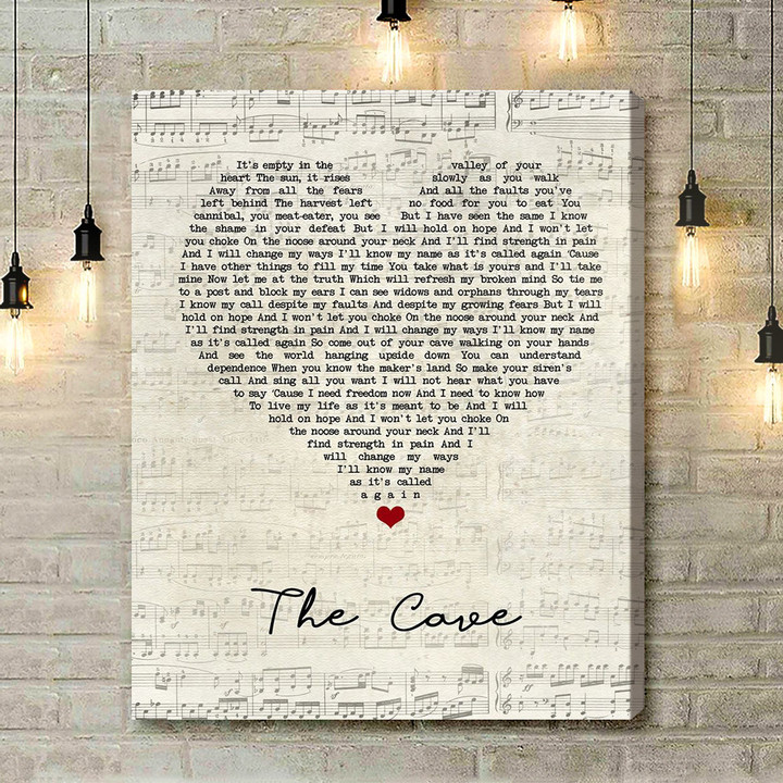 Mumford & Sons The Cave Script Heart Song Lyric Music Art Print - Canvas Print Wall Art Home Decor