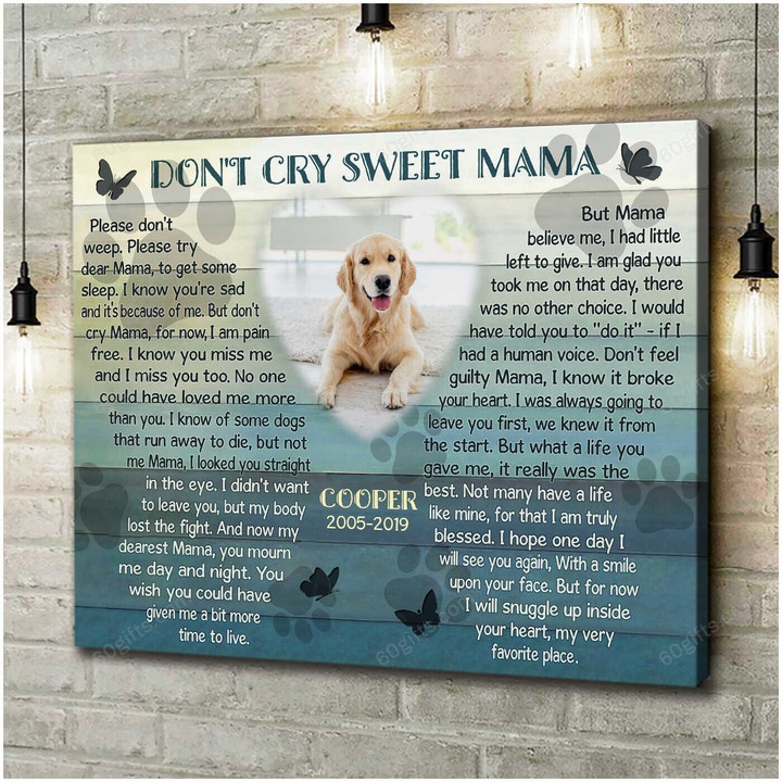 Personalized Photo And Name Housewarming Gifts Dog Memorial Decor Don't Cry - Pet Lovers Customized Canvas Print Wall Art Home Decor