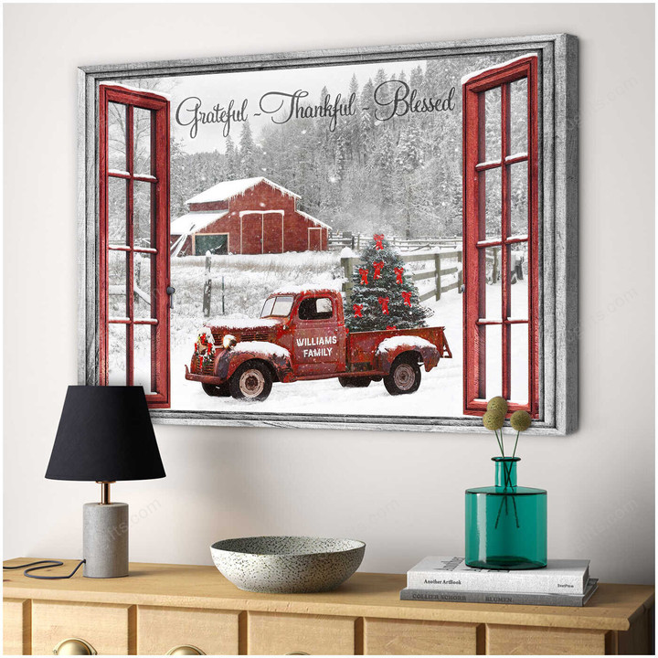 Personalized Name Christmas Gifts Grateful Anniversary Wedding Present - Customized Truck Canvas Print Wall Art