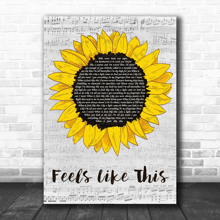Maisie Peters Feels Like This Grey Script Sunflower Decorative Art Gift Song Lyric Print - Canvas Print Wall Art Home Decor