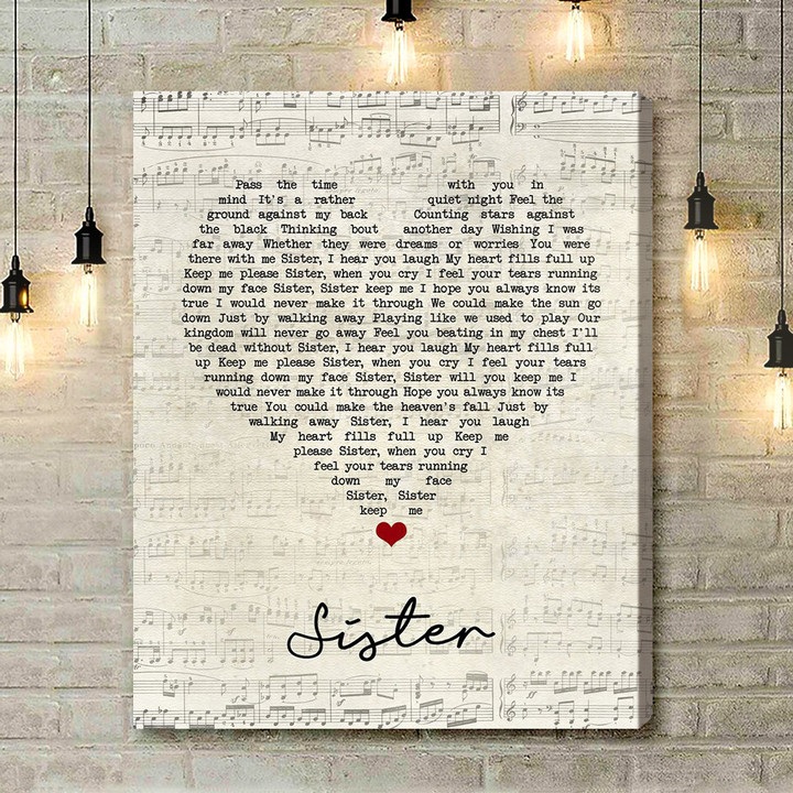 Dave Matthews Sister Script Heart Song Lyric Art Print - Canvas Print Wall Art Home Decor