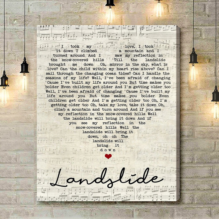 Landslide Fleetwood Mac Script Heart Song Lyric Art Print - Canvas Print Wall Art Home Decor