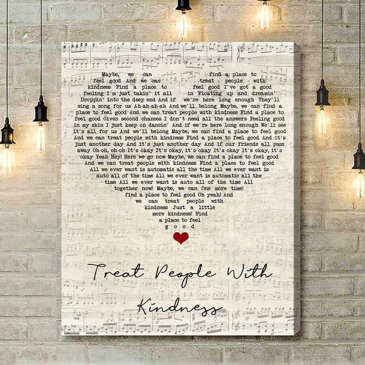 Harry Styles Treat People With Kindness Script Heart Song Lyric Art Print - Canvas Print Wall Art Home Decor