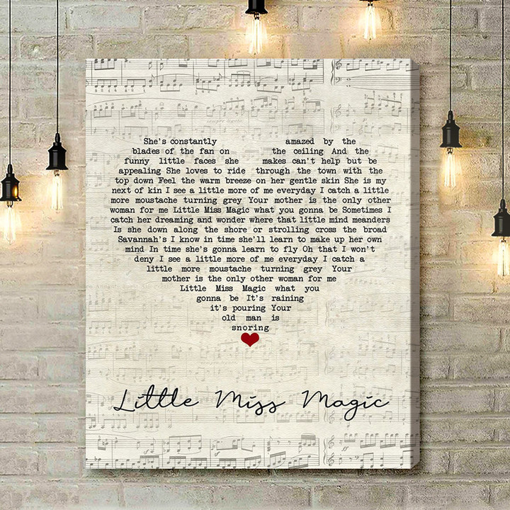 Jimmy Buffett Little Miss Magic Script Heart Song Lyric Art Print - Canvas Print Wall Art Home Decor