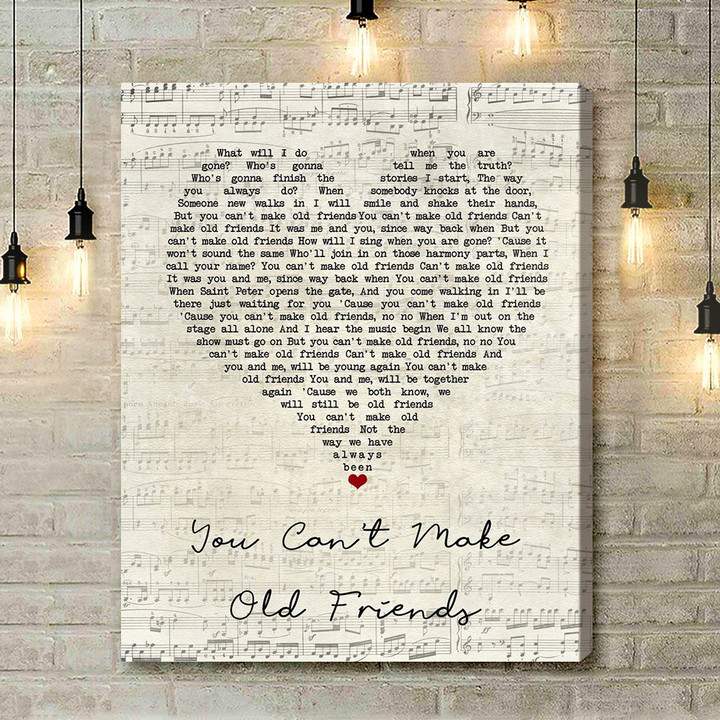 Kenny Rogers You Can't Make Old Friends Script Heart Song Lyric Art Print - Canvas Print Wall Art Home Decor