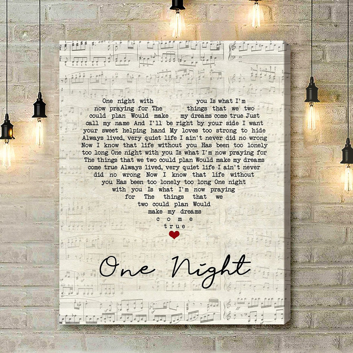 Elvis Presley One Night Script Heart Song Lyric Art Print - Canvas Print Wall Art Home Decor