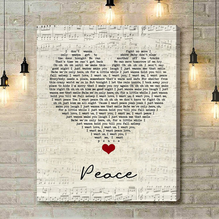 O.A.R. Peace Script Heart Song Lyric Music Art Print - Canvas Print Wall Art Home Decor
