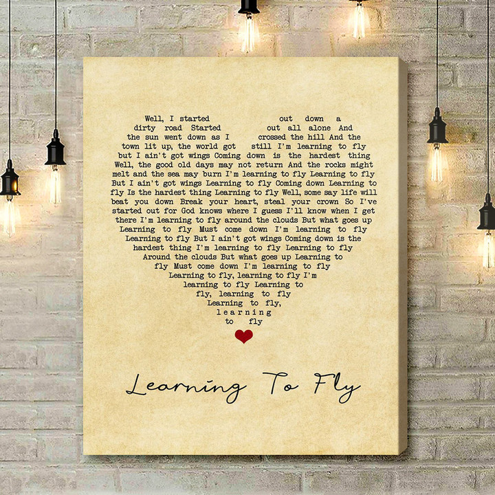 Tom Petty And The Heartbreakers Learning To Fly Vintage Heart Song Lyric Art Print - Canvas Print Wall Art Home Decor