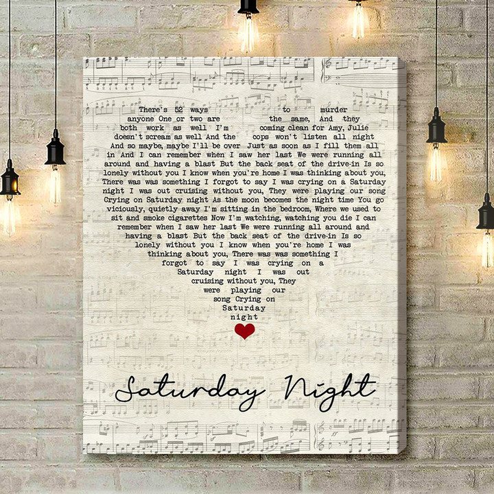 Misfits Saturday Night Script Heart Song Lyric Art Print - Canvas Print Wall Art Home Decor