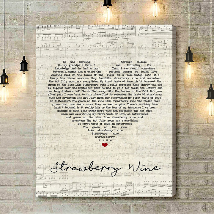 Deana Carter Strawberry Wine Script Heart Song Lyric Art Print - Canvas Print Wall Art Home Decor