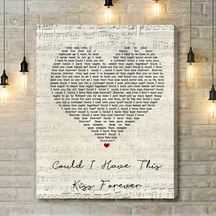 Whitney Houston & Enrique Iglesias Could I Have This Kiss Forever Script Heart Song Lyric Art Print - Canvas Print Wall Art Home Decor