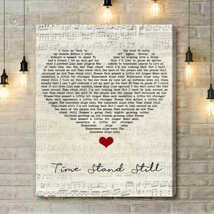 Rush Time Stand Still Script Heart Song Lyric Quote Music Art Print - Canvas Print Wall Art Home Decor