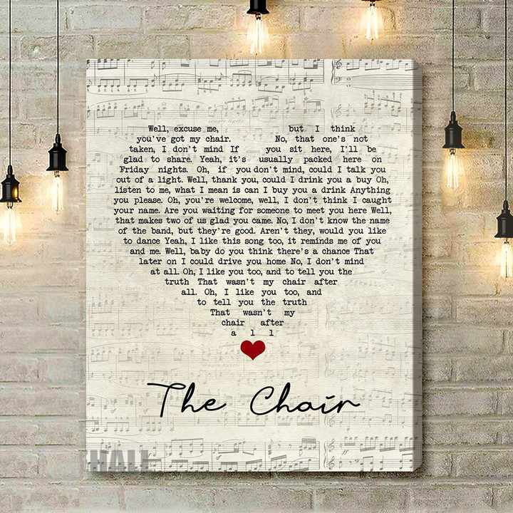 George Strait The Chair Script Heart Song Lyric Quote Music Art Print - Canvas Print Wall Art Home Decor