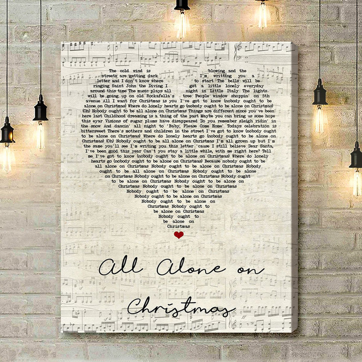 E Street Band & Darlene Love All Alone On Christmas Script Heart Song Lyric Art Print - Canvas Print Wall Art Home Decor