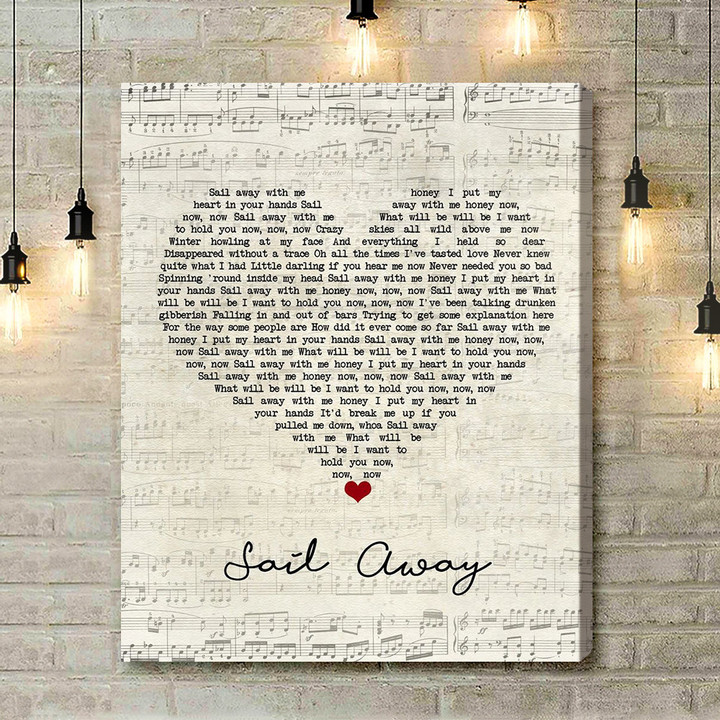 David Gray Sail Away Script Heart Song Lyric Music Art Print - Canvas Print Wall Art Home Decor