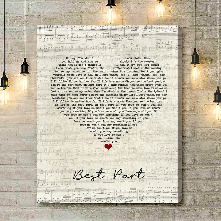 Daniel Caesar Best Part Script Heart Song Lyric Quote Music Art Print - Canvas Print Wall Art Home Decor