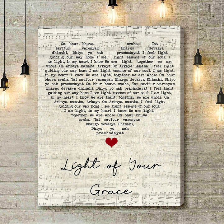 Sam Garrett Light Of Your Grace Script Heart Song Lyric Art Print - Canvas Print Wall Art Home Decor