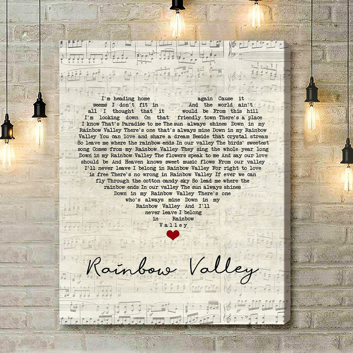 The Love Affair Rainbow Valley Script Heart Song Lyric Art Print - Canvas Print Wall Art Home Decor