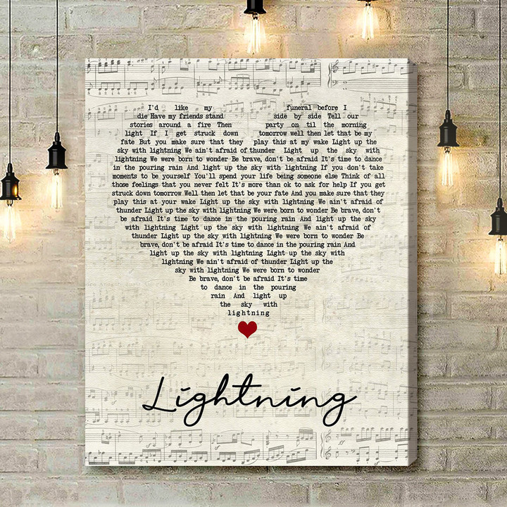 Lucy Spraggan Lightning Script Heart Song Lyric Art Print - Canvas Print Wall Art Home Decor