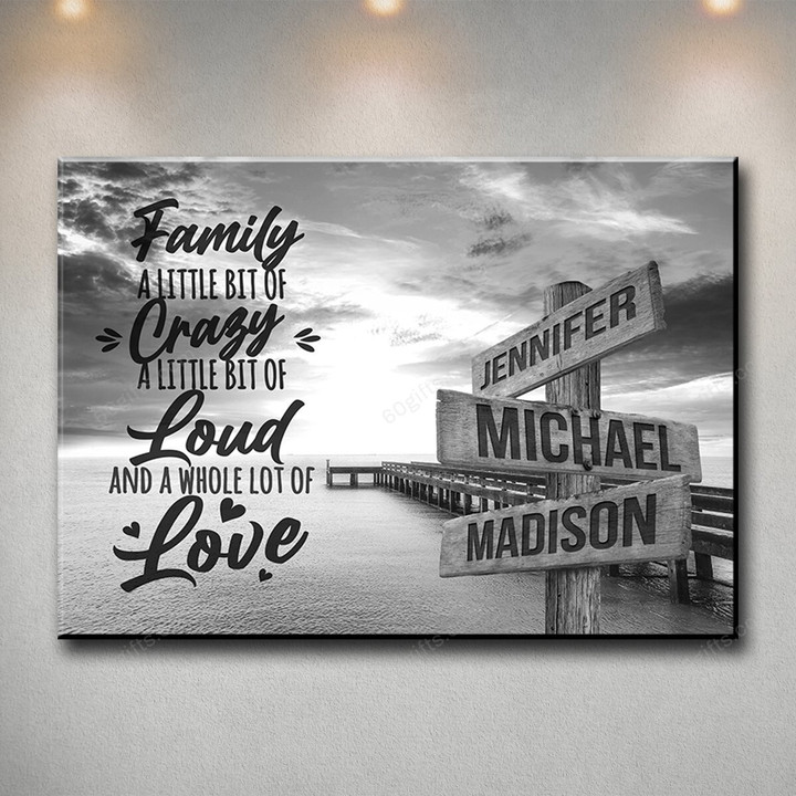 Personalized Valentine's Day Gifts Black Ocean Dock Quotes Anniversary Wedding Present - Customized Multi Names Canvas Print Wall Art Home Decor