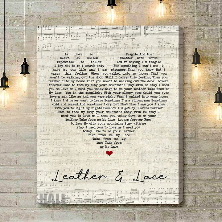 Stevie Nicks Leather And Lace Script Heart Song Lyric Art Print - Canvas Print Wall Art Home Decor