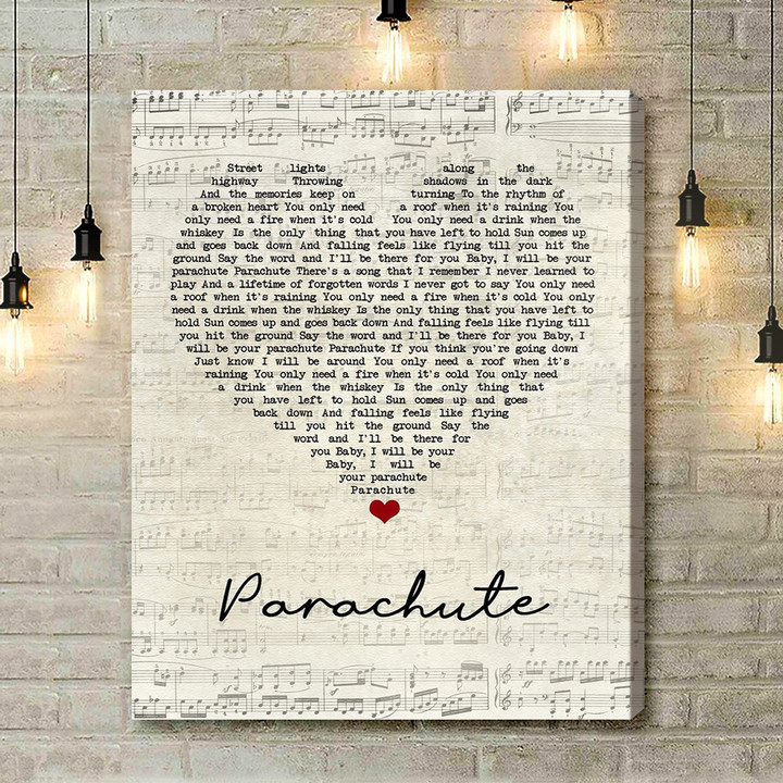 Chris Stapleton Parachute Script Heart Song Lyric Art Print - Canvas Print Wall Art Home Decor