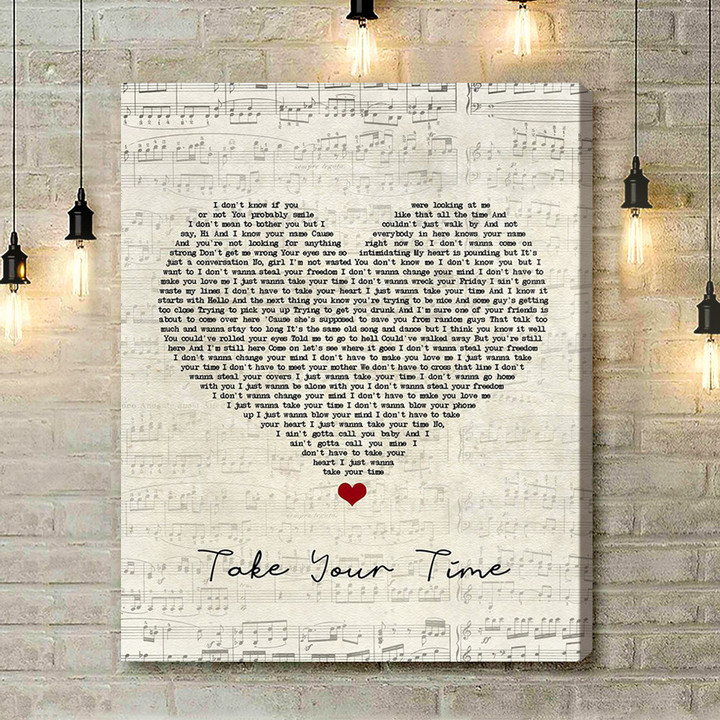 Sam Hunt Take Your Time Script Heart Song Lyric Art Print - Canvas Print Wall Art Home Decor