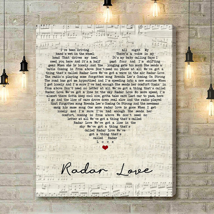 Golden Earring Radar Love Script Heart Song Lyric Music Art Print - Canvas Print Wall Art Home Decor