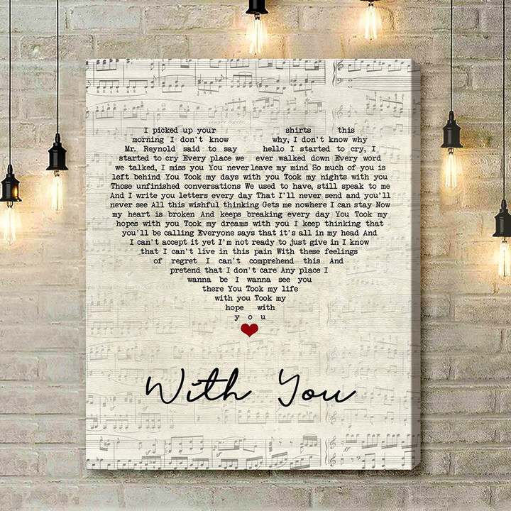 Amanda Holden With You Script Heart Song Lyric Art Print - Canvas Print Wall Art Home Decor
